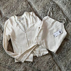 Abercrombie ribbed cardigan and sweater tank set XS-S NWT